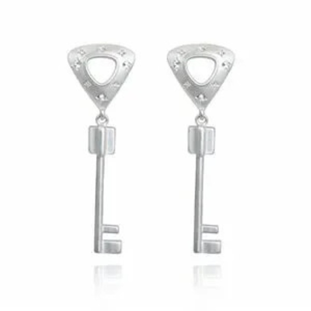 Elegant Silver Key Drop Earrings